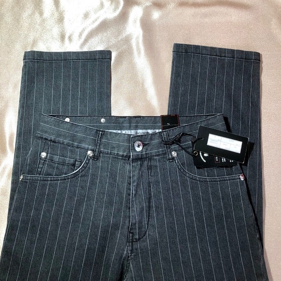 INTERNATIONAL LAUNDRY denim jean black grey stripe 32 cotton spandex - Picture 5 of 11